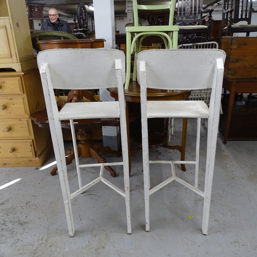 2696 - A set of 4 mid-century welded steel bar stools, in the manner of Jean Prouve, thought to be prototyp... 