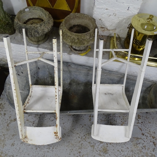 2696 - A set of 4 mid-century welded steel bar stools, in the manner of Jean Prouve, thought to be prototyp... 