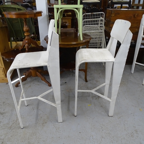 2696 - A set of 4 mid-century welded steel bar stools, in the manner of Jean Prouve, thought to be prototyp... 