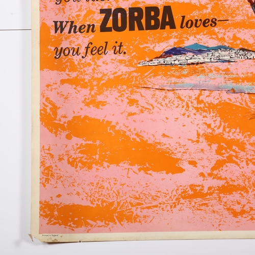 407 - Zorba The Greek (1964) British Quad film poster, 20th Century Fox,  30 x 40 inches