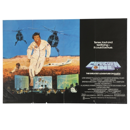 446 - 3 vintage British Quad film posters, Capricorn One (1978), Juggernaut (1974), Caravan to Vaccares (1... 