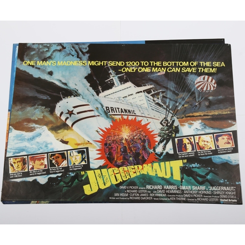 446 - 3 vintage British Quad film posters, Capricorn One (1978), Juggernaut (1974), Caravan to Vaccares (1... 