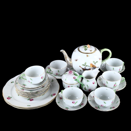 31 - A Herend hand painted 6 piece tea service, with 6 side plates and 2 cake plates, 23 pieces
