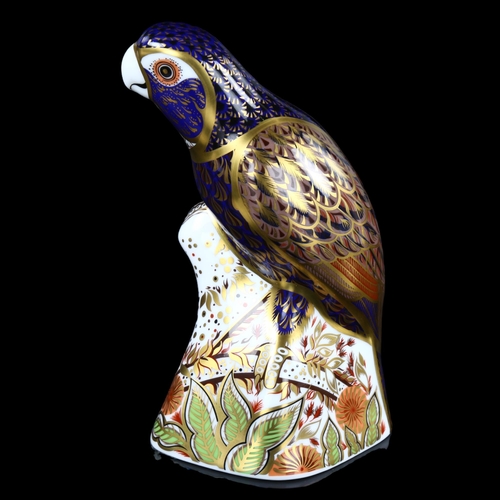 105 - A Royal Crown Derby figure of a Bronzed Wing Parrot, makers marks to base, height 16cm