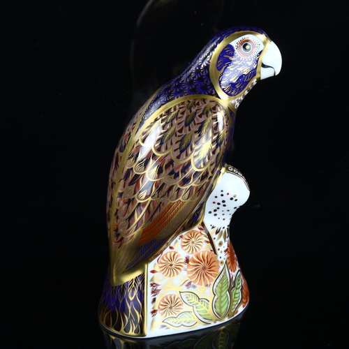 105 - A Royal Crown Derby figure of a Bronzed Wing Parrot, makers marks to base, height 16cm