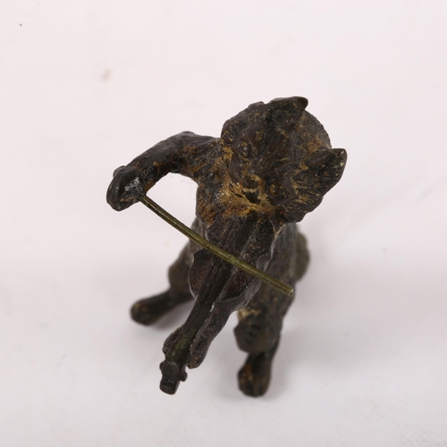 111 - A bronze cold painted miniature of cat playing a fiddle, height 6cm