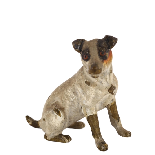 112 - A cold painted bronze miniature of a dog, height 3.5cm