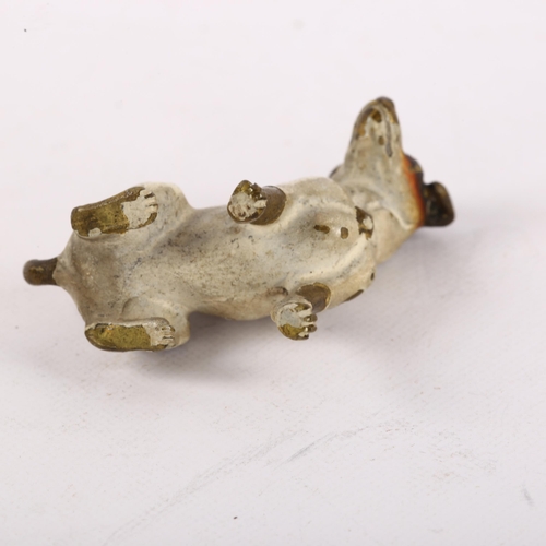 112 - A cold painted bronze miniature of a dog, height 3.5cm