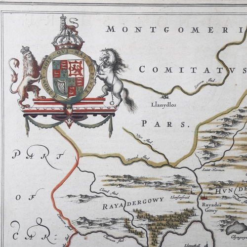 126 - A 1668 map of Radnorshire on the Welsh borders by Johannes Blaeu, map 50 x 39 cm, framed