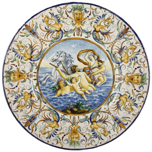 61 - An Italian Maiolica charger with Classical scene, diameter 41cm