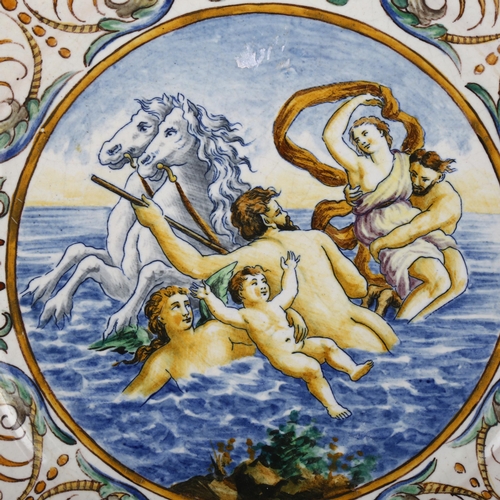 61 - An Italian Maiolica charger with Classical scene, diameter 41cm