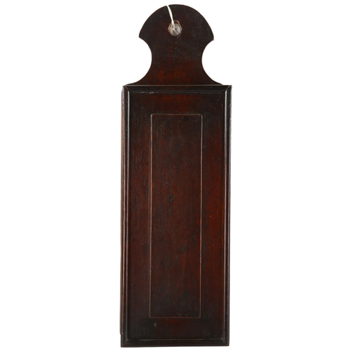 64 - A 19th century mahogany wall-hanging candle box, length 45cm