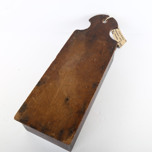 64 - A 19th century mahogany wall-hanging candle box, length 45cm