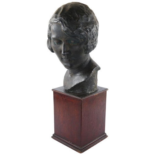 81 - OPERA INTEREST - a ceramic bust of Rodolfa Lhombino, Soprano, mounted on wooden plinth, and ephemera... 