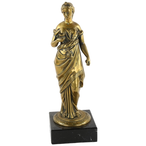 89 - A cast brass classical figure on marble plinth, height 35cm