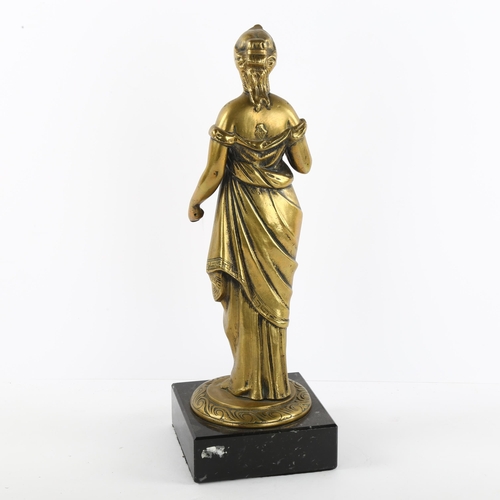 89 - A cast brass classical figure on marble plinth, height 35cm