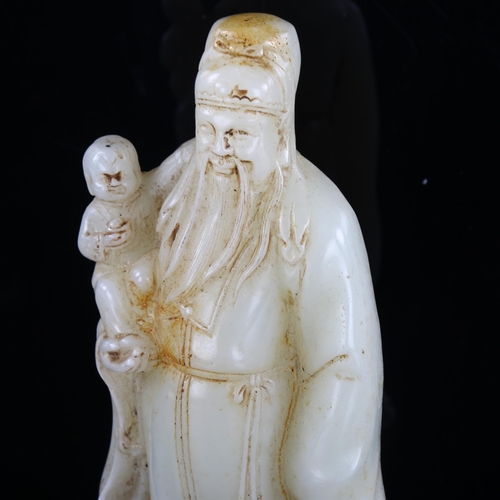 92 - A Chinese Jadite figure of God for wealth and luck,  height 21cm