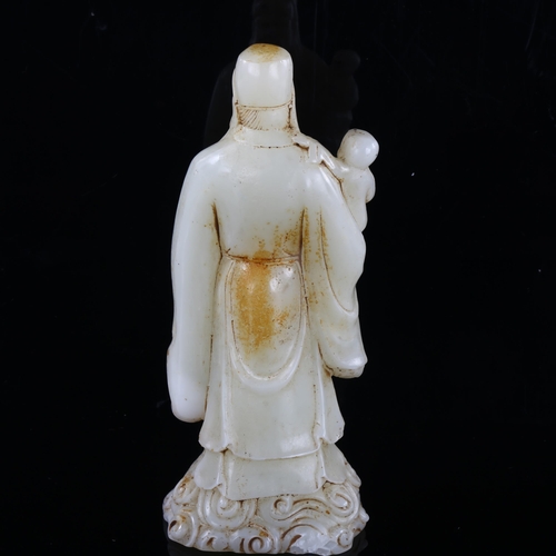 92 - A Chinese Jadite figure of God for wealth and luck,  height 21cm