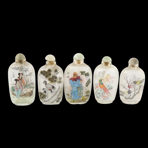 141 - 5 Chinese interior painted glass snuff bottles