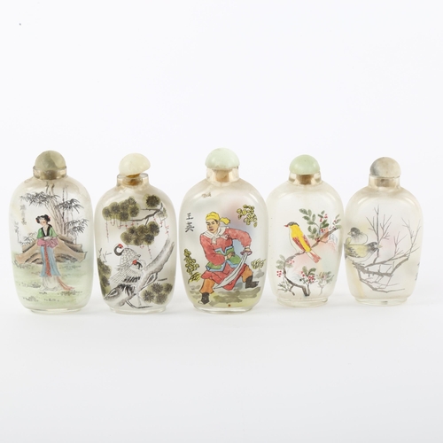 141 - 5 Chinese interior painted glass snuff bottles