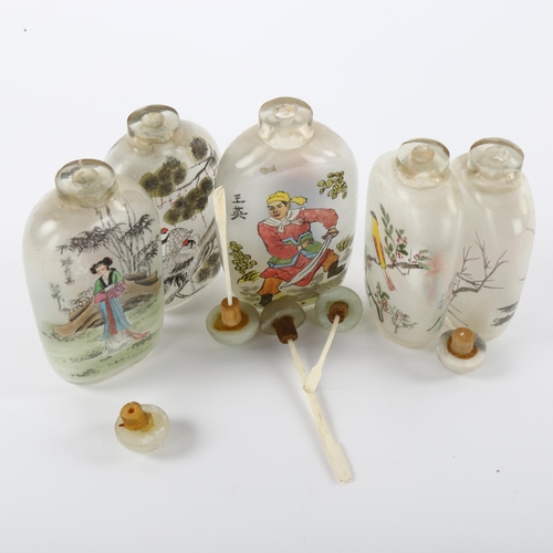 141 - 5 Chinese interior painted glass snuff bottles