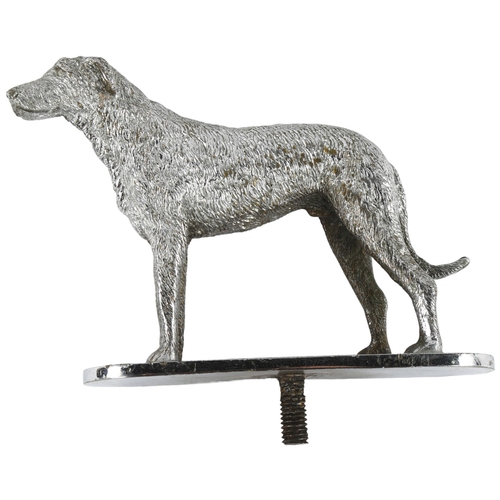 165 - A Vintage wolfhound plated bronze car mascot, height of wolfhound 11cm