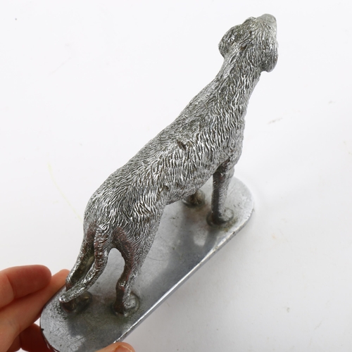 165 - A Vintage wolfhound plated bronze car mascot, height of wolfhound 11cm