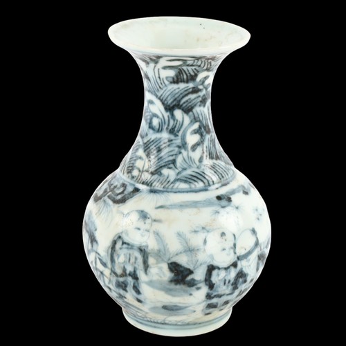 153 - A Chinese blue and white vase, 6 character marks to base, height 15cm