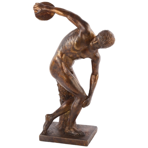 180 - A reproduction bronze figure of the discus thrower, height 32cm