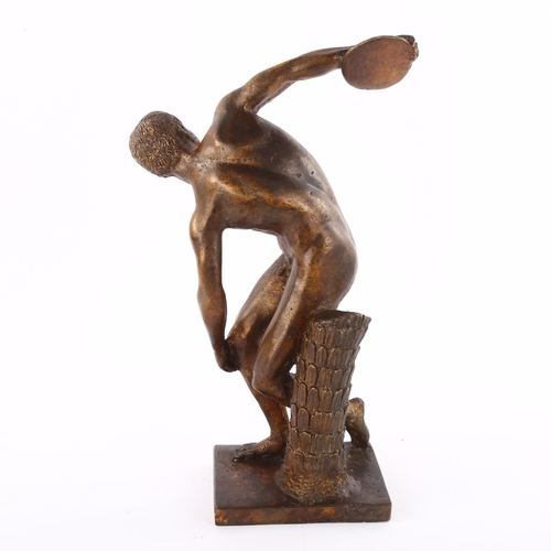 180 - A reproduction bronze figure of the discus thrower, height 32cm