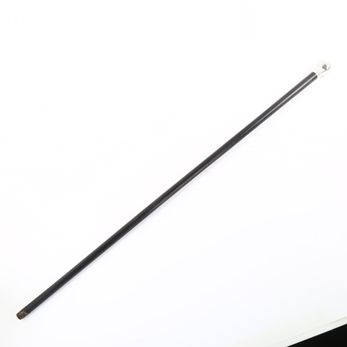 183 - A silver-topped ebony walking cane, hallmarks 1927 London, length 89cm