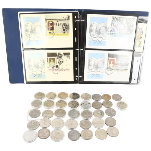 198 - A collection of £5 and £2 coins, commemorative issues, many cased, together with a album of commemor... 