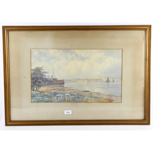 512 - Martin Snape (1852 - 1930), First World War battleship in Portsmouth harbour, watercolour, signed, 2... 