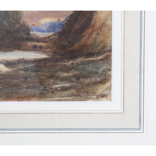 515 - John Varley (1778 - 1842), landscape study, watercolour, signed and dated 1839, 15cm x 24cm, framed