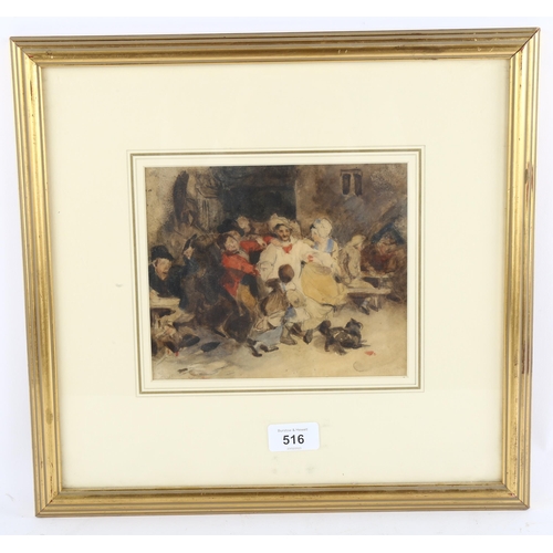 516 - Attributed to Sir David Wilkie (1785 - 1841), study for blind man's bluff, watercolour, unsigned, 16... 