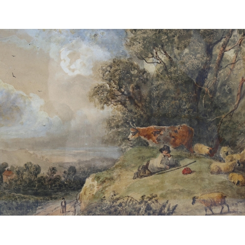 520 - Peter la Cave, rural landscape, watercolour, unsigned, 19cm x 25cm, and a similar rural scene, water... 