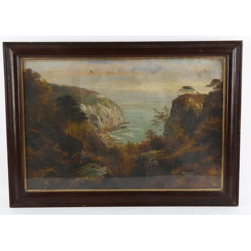 521 - George Willis Pryce, view towards a cove, oil on canvas, signed, 31cm x 46cm, framed