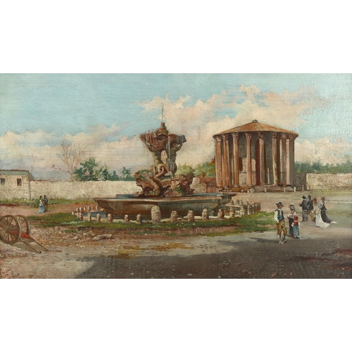 529 - George Edwin Ewing (1828 - 1884), the Temple of Vesta and the fountain at Plazza Bocca Della Verita,... 