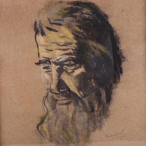 530 - Jacob Kramer (1892 - 1962), head portrait of a man, ink/watercolour/charcoal on paper, signed and da... 