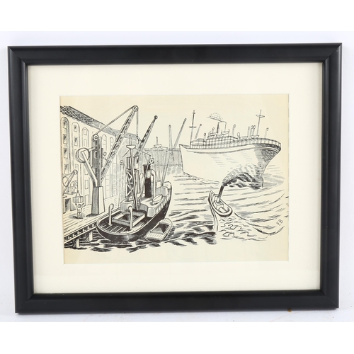 538 - Edward Bawden (1903  -1989), dockland scene, lithograph from Alphabet And Image II 1946, printed by ... 