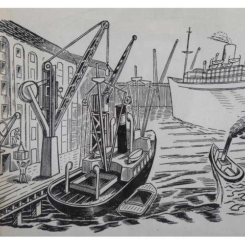 538 - Edward Bawden (1903  -1989), dockland scene, lithograph from Alphabet And Image II 1946, printed by ... 