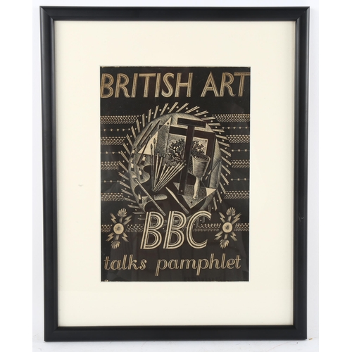 541 - Eric Ravilious (1903 - 1942), British Art BBC Talks pamphlet, wood engraving 1934, 24cm x 17cm, fram... 