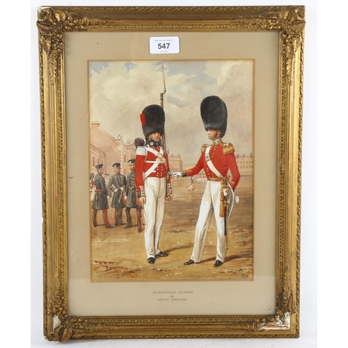 547 - Henry Martens (? - 1860), Coldstream Guards, watercolour, signed with monogram, 29cm x 22cm, framed