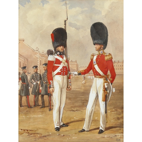 547 - Henry Martens (? - 1860), Coldstream Guards, watercolour, signed with monogram, 29cm x 22cm, framed
