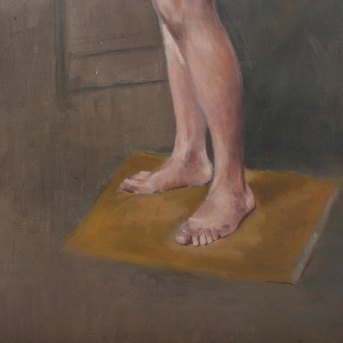 557 - Mid-20th century oil on canvas, nude life study, unsigned, 102cm x 71cm, framed