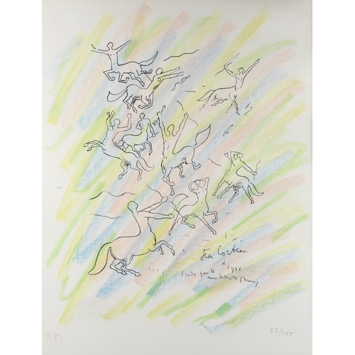 566 - Jean Cocteau (1889 - 1963), Les Centaures, colour lithograph, published by Mourlot Paris, signed in ... 