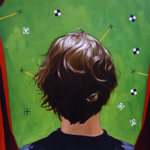 570 - Alex Kilby, contemporary oil on canvas, green screen, 91cm x 136cm, unframed