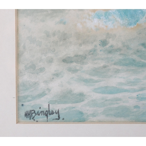 574 - Henry Harding Bingley (1887 - 1972), shore scene, watercolour, signed, 20cm x 35cm, framed