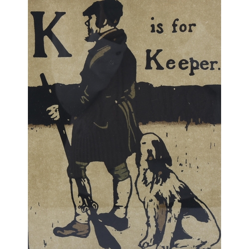 594 - William Nicholson (1872-1949), lithograph in colours on paper, K is for Keeper from An Alphabet, 189... 