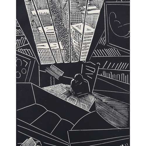 597 - Wharton Esherick (1887-1970), wood engraving on handmade paper, Of a Great City, 17.7cm x 11.3cm, mo... 